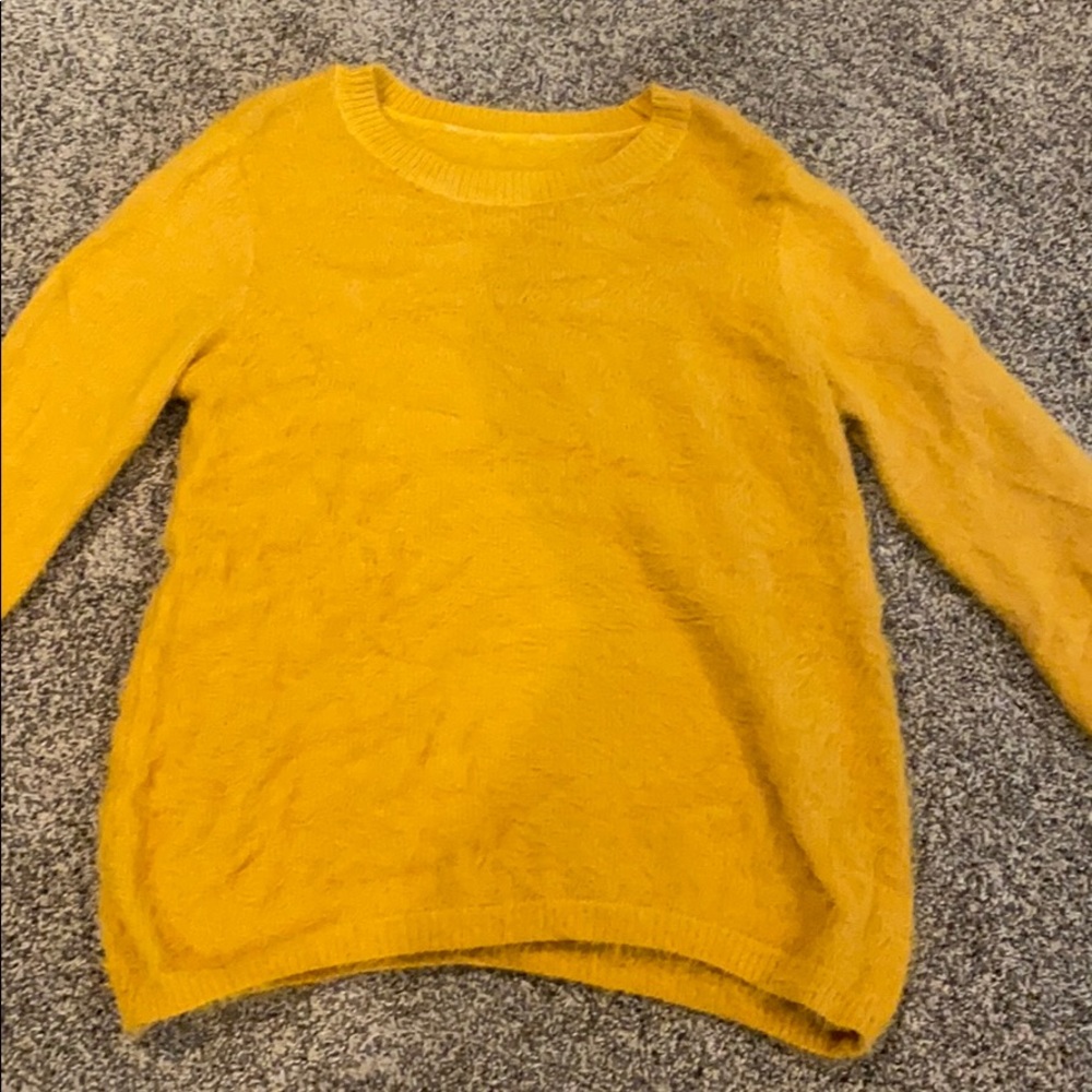 Fuzzy mustard sweater